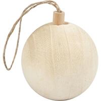 Houten Kerstbal Van Licht Hout Keizerin Boom 6,4 Cm - Kerstballen Decoratie Hangers