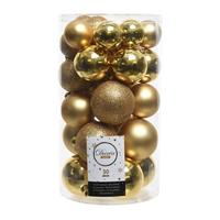 Decoris - Kerstbal Plastic Gl-mt-glitter Licht Goud