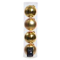 4x Stuks Gouden Glazen Kerstballen 10 Cm - Mat/matte - Kerstboomversiering Goud
