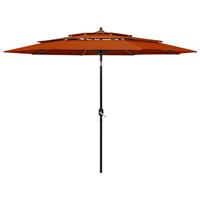 vidaxl Sonnenschirm mit Aluminium-Mast 3-lagig Terracotta-Rot 3 m