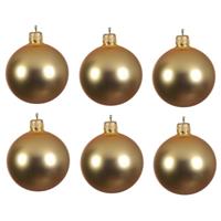 6x Gouden Glazen Kerstballen 6 Cm - Mat/matte - Kerstboomversiering Goud