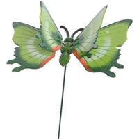Metalen Vlinder Groen 17 X 60 Cm Op Steker - Tuindecoratie Vlinders - Dierenbeelden
