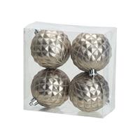 4x Luxe Zilveren Kunststof Kerstballen 8 Cm - Onbreekbare Plastic Kerstballen - Kerstboomversiering Zilver