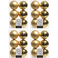 24x Gouden Kunststof Kerstballen 8 Cm - Mat/glans - Onbreekbare Plastic Kerstballen - Kerstboomversiering Goud