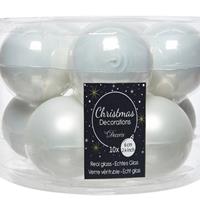 10x Winter Witte Glazen Kerstballen 6 Cm - Glans En Mat - Glans/glanzende - Kerstboomversiering Winter Wit