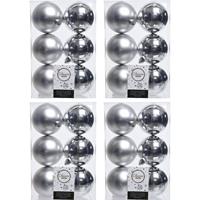 24x Zilveren Kunststof Kerstballen 8 Cm - Mat/glans - Onbreekbare Plastic Kerstballen - Kerstboomversiering Zilver