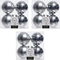 12x Zilveren Kunststof Kerstballen 10 Cm - Mat/glans - Onbreekbare Plastic Kerstballen - Kerstboomversiering Zilver