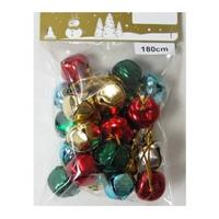 1x Gekleurde Slingers Met 18 Gekleurde Metalen Klokjes/belletjes 180 Cm - Kerstversiering/kerstdecoratie