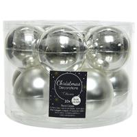 10x Zilveren Glazen Kerstballen 6 Cm - Glans En Mat - Glans/glanzende - Kerstboomversiering Zilver