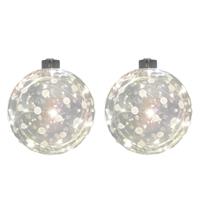 3x Glazen Decoratie Kerstballen Met 20 Led Lampjes Verlichting 12 Cm - Kerstversiering/kerstdecoratie
