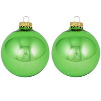 16x Jade Lime Groene Glazen Kerstballen Glans 7 Cm Kerstboomversiering - Kerstversiering/kerstdecoratie Groen