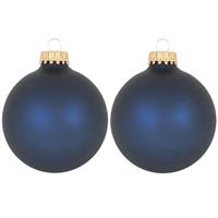 16x Midnight Haze Donkerblauwe Glazen Kerstballen Mat 7 Cm Kerstboomversiering - Kerstversiering/kerstdecoratie Blauw