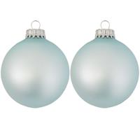 16x Misty Aqua Blauwe Velvet Glazen Kerstballen Mat 7 Cm Kerstboomversiering - Kerstversiering/kerstdecoratie Blauw