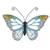Grote Lichtblauwe Vlinders/muurvlinders 51 X 38 Cm Cm Tuindecoratie - Tuindecoratie Vlinders - Tuinvlinders/muurvlinders