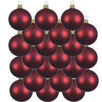 18x Donkerrode Glazen Kerstballen 6 Cm - Mat/matte - Kerstboomversiering Donkerrood