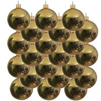 18x Gouden Glazen Kerstballen 6 Cm - Glans/glanzende - Kerstboomversiering Goud