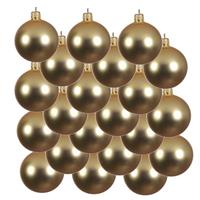 18x Gouden Glazen Kerstballen 6 Cm - Mat/matte - Kerstboomversiering Goud
