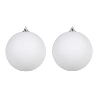 2x Witte Grote Glitter Kerstballen 18 Cm - Hangdecoratie / Boomversiering Glitter Kerstballen