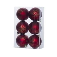 12x Rode Kunststof Kerstballen 6 Cm - Tekst - Onbreekbare Plastic Kerstballen - Kerstboomversiering Rood