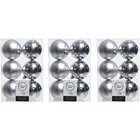 18x Zilveren Kunststof Kerstballen 8 Cm - Mat/glans - Onbreekbare Plastic Kerstballen - Kerstboomversiering Zilver