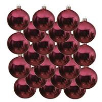 18x Kerst Rode Glazen Kerstballen 6 Cm - Glans/glanzende - Kerstboomversiering Kerst Rood