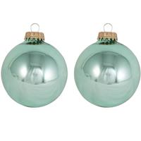 16x Sea Foam Groene Glazen Kerstballen Glans 7 Cm Kerstboomversiering - Kerstversiering/kerstdecoratie Mintgroen/groen