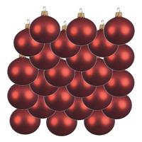 18x Kerst Rode Glazen Kerstballen 6 Cm - Mat/matte - Kerstboomversiering Kerst Rood