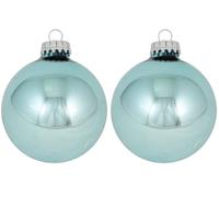 16x Starlight Blauwe Glazen Kerstballen Glans 7 Cm Kerstboomversiering - Glans - Kerstversiering/kerstdecoratie Blauw