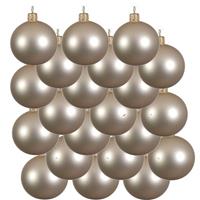 18x Licht Parel/champagne Glazen Kerstballen 6 Cm - Mat/matte - Kerstboomversiering Licht Parel/champagne