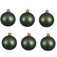 6x Donkergroene Glazen Kerstballen 8 Cm - Mat/matte - Kerstboomversiering Donkergroen