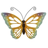 Grote Oranje/gele Vlinders/muurvlinders 51 X 38 Cm Cm Tuindecoratie - Tuindecoratie Vlinders - Tuinvlinders/muurvlinders