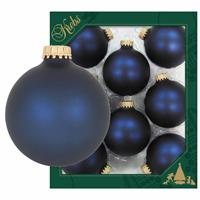 8x Midnight Haze Donkerblauwe Glazen Kerstballen Mat 7 Cm Kerstboomversiering - Kerstversiering/kerstdecoratie Blauw