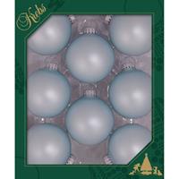 8x Misty Aqua Blauwe Velvet Glazen Kerstballen Mat 7 Cm Kerstboomversiering - Kerstversiering/kerstdecoratie Blauw