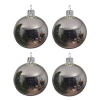 4x Zilveren Glazen Kerstballen 10 Cm - Glans/glanzende - Kerstboomversiering Zilver