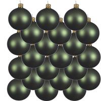 18x Donkergroene Glazen Kerstballen 8 Cm - Mat/matte - Kerstboomversiering Donkergroen