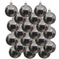 18x Zilveren Glazen Kerstballen 6 Cm - Glans/glanzende - Kerstboomversiering Zilver