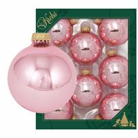8x Pink Blush Lichtroze Glazen Kerstballen Glans 7 Cm Kerstboomversiering - Kerstversiering/kerstdecoratie Roze