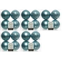 20x Ijsblauwe Kunststof Kerstballen 10 Cm - Mat/glans - Onbreekbare Plastic Kerstballen - Kerstboomversiering Ijsblauw