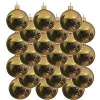 18x Gouden Glazen Kerstballen 8 Cm - Glans/glanzende - Kerstboomversiering Goud