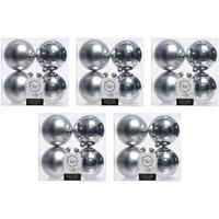 20x Zilveren Kunststof Kerstballen 10 Cm - Mat/glans - Onbreekbare Plastic Kerstballen - Kerstboomversiering Zilver
