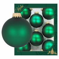 8x Velvet Groene Glazen Kerstballen Mat 7 Cm Kerstboomversiering - Kerstversiering/kerstdecoratie Groen