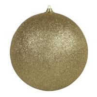 1x Gouden Grote Glitter Kerstballen 18 Cm - Hangdecoratie / Boomversiering Glitter Kerstballen