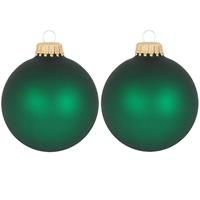 16x Velvet Groene Glazen Kerstballen Mat 7 Cm Kerstboomversiering - Kerstversiering/kerstdecoratie Groen