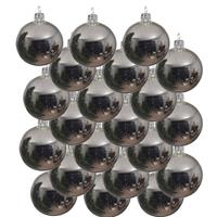 18x Zilveren Glazen Kerstballen 8 Cm - Glans/glanzende - Kerstboomversiering Zilver