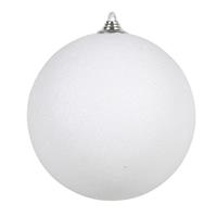 1x Witte Grote Decoratie Glitter Kerstballen 25 Cm - Hangdecoratie / Boomversiering Glitter Kerstballen