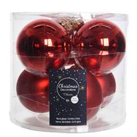 6x Kerst Rode Glazen Kerstballen 8 Cm - Glans En Mat - Glans/glanzende - Kerstboomversiering Kerst Rood