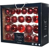 42x Kerst Rode Glazen Kerstballen 5-6-7 Cm - Glans/mat/glitter/doorzichtig - Kerstboomversiering Kerst Rood