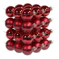 36x Rode Glazen Kerstballen 4 Cm - Mat/glans - Kerstboomversiering Rood