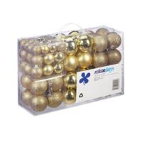100x Gouden Kunststof Kerstballen 3, 4 En 6 Cm Glitter, Mat, Glans - Kerstboomversiering
