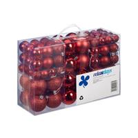 100x Rode Kunststof Kerstballen 3, 4 En 6 Cm Glitter, Mat, Glans - Kerstboomversiering